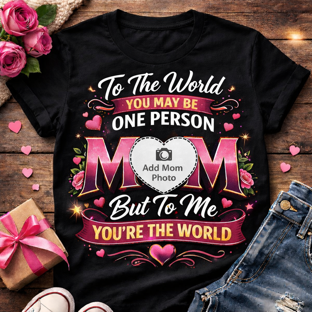 Mom “You’re My World” Custom Photo T-Shirt