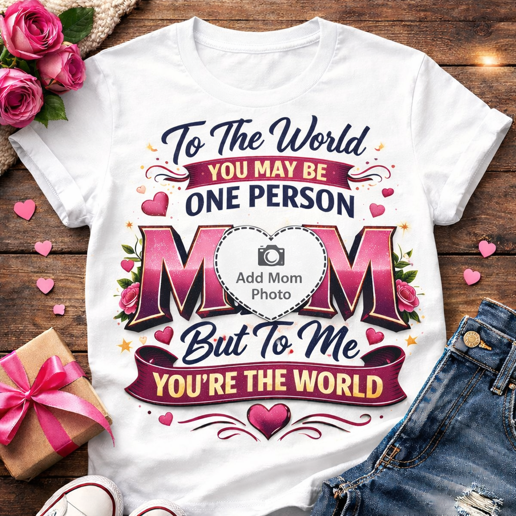 Mom “You’re My World” Custom Photo T-Shirt