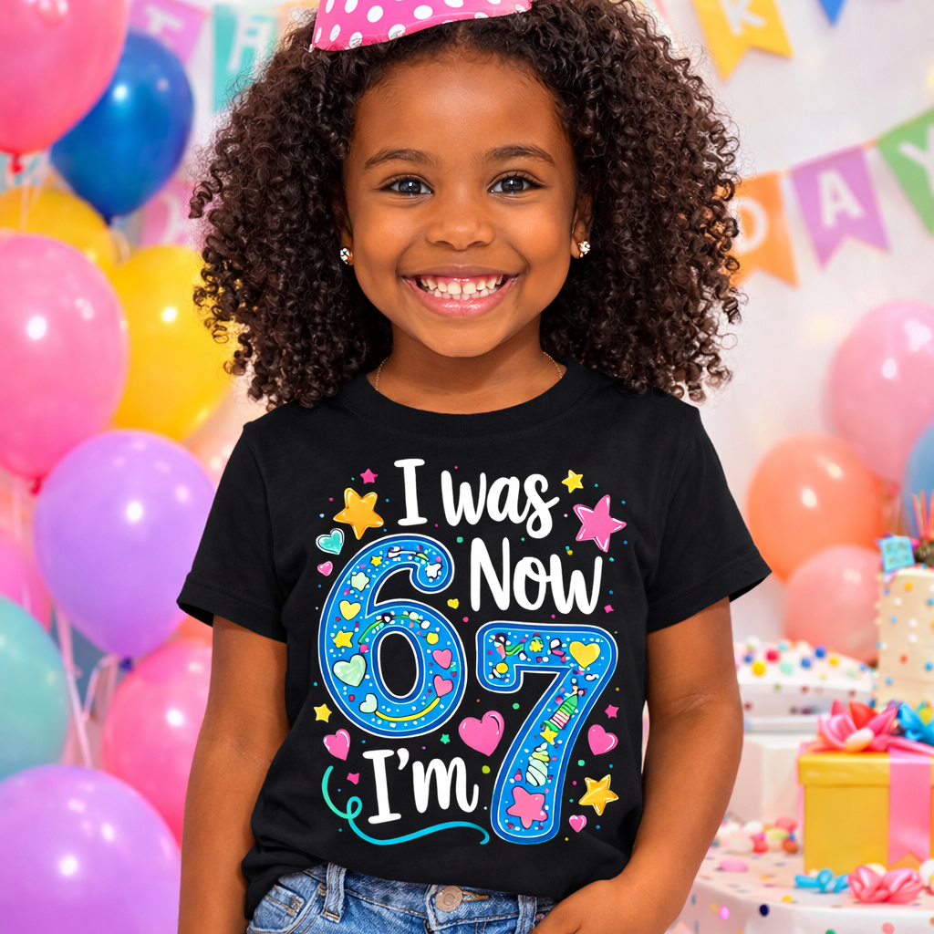 I Was 6 Now I’m 7 Birthday Girl Tee